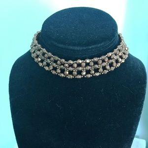Fire-Polished Bronze Crystal Choker - Czech Glass